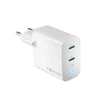 Forever TC-06-65CC GaN PD QC įkroviklis 2x USB-C 65W baltos spalvos