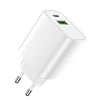 Telforceone Forever sieninis įkroviklis 1xUSB QC 3.0 + 1xUSB-C PD 20W LS-04 baltos spalvos