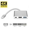 Fusion Accessories Fusion (3 viename) USB-C Multiport adapteris | USB 3.0 | HDMI | USB-C | sidabras