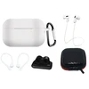 Dėklas Fusion Accessories Fusion Set silicone case | ear hook | neck strap | watch strap holder | carabiner for Apple Airpods 1 | 2 baltas