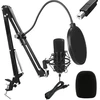 „Fusion Studio“ USB mikrofonas | Podcast'ai | Transliacijos | Balso įrašymas + reguliuojamas stovas, pop filtras | juodas