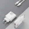 GaN Dudao A30EUL 30W USB-A / USB-C laidinis įkroviklis + USB-C – Lightning kabelis – baltos spalvos