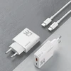 GaN Dudao A30EUT 30W USB-A / USB-C laidinis įkroviklis + USB-C – USB-C kabelis – baltos spalvos