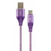 GEMBIRD CC-USB2B-AMCM-2M-PW Gembird Premium medvilninis pintas Type-C USB įkrovimo ir duomenų laidas,2m,violetinė/baltas