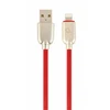 GEMBIRD CC-USB2R-AMLM-2M-R Gembird Premium guminis 8 kontaktų įkrovimo ir duomenų kabelis, 2m, raudonas