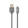 GEMBIRD CC-USB2S-AMLM-1M-BG Gembird Premium spiralinis metalinis 8 kontaktų įkrovimo ir duomenų kabelis, 1m, metalinis-pilkas