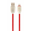 GEMBIRD CC-USB2R-AMLM-2M-R Gembird Premium guminis 8 kontaktų įkrovimo ir duomenų kabelis, 2m, raudonas