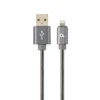 GEMBIRD CC-USB2S-AMLM-2M-BG Gembird Premium spiralinis metalinis 8 kontaktų įkrovimo ir duomenų kabelis, 2m, metalinis-pilkas