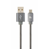 GEMBIRD CC-USB2S-AMmBM-2M-BG Gembird Premium spiralinis metalinis Micro USB įkrovimo ir duomenų kabelis, 2 m, metalinis-pilkas