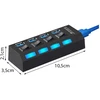Goodbuy adapter (splitter) USB 3.0 to 4 x USB 3.0 | 5Gbps with separate On | Off buttons juodas