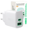 Green Cell Žalias Cell Greencell PowerSource Duo30 įkroviklis USB/USB-C baltas maitinimo adapteris 30W maitinimo tiekimas