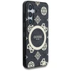 Guess 4G Background Gold Electroplated Peony Pattern MagSafe Samsung Galaxy S25 dėklas telefonui juodos spalvos