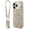 Guess 4G Big 4G Classic Logo Big Strap Metal Mygtukai dėklas skirtas Apple iPhone 17 Pro rožinės spalvos