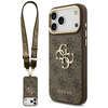 Guess 4G Big 4G Classic Logo Big Strap Metal Mygtukai dėklas skirtas Apple iPhone 17 Pro Max rudos spalvos