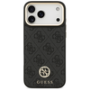 Guess 4G Srtass Logo & Big Strap Metal Mygtukai MagSafe dėklas skirtas Apple iPhone 17 Pro Max juodos spalvos