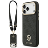 Guess 4G Srtass Logo & Big Strap Metal Mygtukai MagSafe dėklas skirtas Apple iPhone 17 Pro Max juodos spalvos