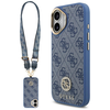 Guess 4G Strass Logo & Big Strap Metal Mygtukai MagSafe dėklas skirtas Apple iPhone 17 mėlynos spalvos