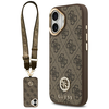 Guess 4G Strass Logo & Big Strap Metal Mygtukai MagSafe dėklas skirtas Apple iPhone 17 rudos spalvos