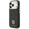 Guess 4G Strass Logo & Big Strap Metal Mygtukai MagSafe dėklas skirtas Apple iPhone 17 Pro juodos spalvos