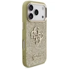 Guess Fixed Glitter Big 4G Metal Frame dėklas skirtas Apple iPhone 17 Pro aukso spalvos