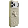 Guess Fixed Glitter Big 4G Metal Frame dėklas skirtas Apple iPhone 17 Pro Max aukso spalvos
