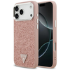 GUESS dėklas, skirtas IPHONE 17 Pro Max, suderinamas su MagSafe GUHMP17XPFGTSCMP (PU blizgučiai su trikampio logotipu), rožinis