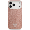 GUESS dėklas, skirtas IPHONE 17 Pro Max, suderinamas su MagSafe GUHMP17XPFGTSCMP (PU blizgučiai su trikampio logotipu), rožinis