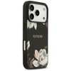 Guess Grained Flowers Classic Logo MagSafe dėklas skirtas Apple iPhone 17 Pro juodos spalvos