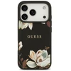 Guess Grūdėtos tekstūros gėlių klasikinis logotipas telefono dėklas su MagSafe palaikymu skirtas iPhone 17 Pro juodas