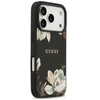 Guess Grūdėtos tekstūros gėlių klasikinis logotipas telefono dėklas su MagSafe palaikymu skirtas iPhone 17 Pro juodas