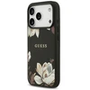 Guess Grūdėtos tekstūros gėlių klasikinis logotipas telefono dėklas su MagSafe palaikymu skirtas iPhone 17 Pro juodas