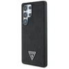 Dėklas Guess Grained Hot Stamp Peony Pattern Triangle Logo MagSafe skirtas Samsung Galaxy S25 Ultra juodos spalvos