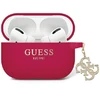 Apple AirPods Pro 2 Guess Cover Liquid silikoninis Glitter Triangle Charm (GUAP2LECG4M) ausinių dėklas violetinės spalvos