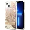 Guess dėklas iPhone 13 GUHCP13MLFLSD auksiniam kietam dėklui Glitter Flower