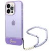 Apple iPhone 14 Pro Guess dėklas Translucent Pearl Strap violetinės spalvos
