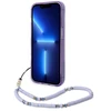 Apple iPhone 14 Pro Guess dėklas Translucent Pearl Strap violetinės spalvos