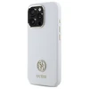 Guess GUHCP16LM4DGPH Apple iPhone 16 Pro 6.3" dėklas telefonui baltos spalvos Silikoninis Logo Strass 4G