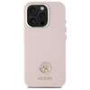 Guess GUHCP16LM4DGPP Apple iPhone 16 Pro 6.3" dėklas telefonui rožinės spalvos Silikoninis Logo Strass 4G
