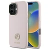 Guess GUHCP16SM4DGPP Apple iPhone 16 6.1" dėklas telefonui rožinės spalvos Silikoninis Logo Strass 4G