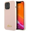 Guess dėklas iPhone 13 Pro / 13 6,1 GUHMP13LLLSLMGLP šviesiai rožinės spalvos kietasis dėklas Silikoninis Script Gold Logo Magsafe