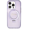 Dėklas Guess GUHMP14LHRSGSU iPhone 14 Pro 6.1" violetinė violetinė hardcase Ring Stand Script Glitter MagSafe