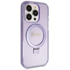Dėklas Guess GUHMP14LHRSGSU iPhone 14 Pro 6.1" violetinė violetinė hardcase Ring Stand Script Glitter MagSafe