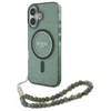 Guess IML Glitter With Pearl Strap MagSafe case Apple iPhone 16 Plus - dėklas telefonui žalios spalvos