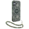 Guess GUHMP16SHCPOFPA Apple iPhone 16 6.1" dėklas telefonui žalios spalvos hardcase IML Flowers Allover Electro With Pearl Strap MagSafe