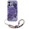 Guess IML Flowers With Pearl Strap MagSafe - dėklas skirtas Apple iPhone 16 Violetinė