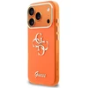 Guess IML 4G Script Metal Logo telefono dėklas iPhone 17 Pro oranžinis