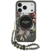 Guess IML Flowers Strap MagSafe dėklas skirtas Apple iPhone 17 Pro juodos spalvos