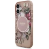 Guess IML Flowers virvelė MagSafe dėklas skirtas Apple iPhone 17 rožinės spalvos