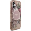 Guess IML Flowers virvelė MagSafe dėklas skirtas Apple iPhone 17 rožinės spalvos