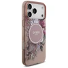 Guess IML Flowers Strap MagSafe dėklas skirtas Apple iPhone 17 Pro Max rožinės spalvos